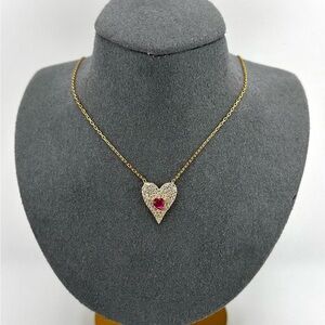 18K Gold Plated over 925 Solid Sterling Silver Heart Pendant Necklace